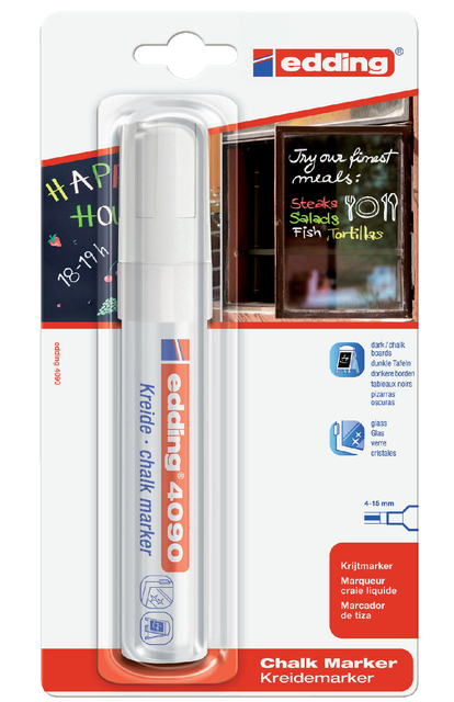 Marqueur Vitre edding 4090 biseauté 4-15mm blanc blister
