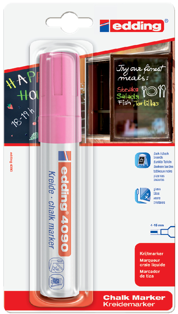 Marqueur Vitre edding 4090 biseau 4-15mm néon rose blister