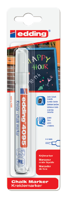 Marqueur craie edding 4095 ogive 2-3mm blanc blister 1 pièce