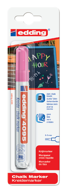Marqueur craie edding 4095 ogive 2-3mm rose fluo blister 1 pièce