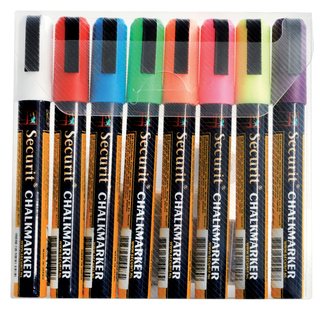 Krijtstift Securit SMA-510 schuin 2-6mm assorti blister à 8 stuks