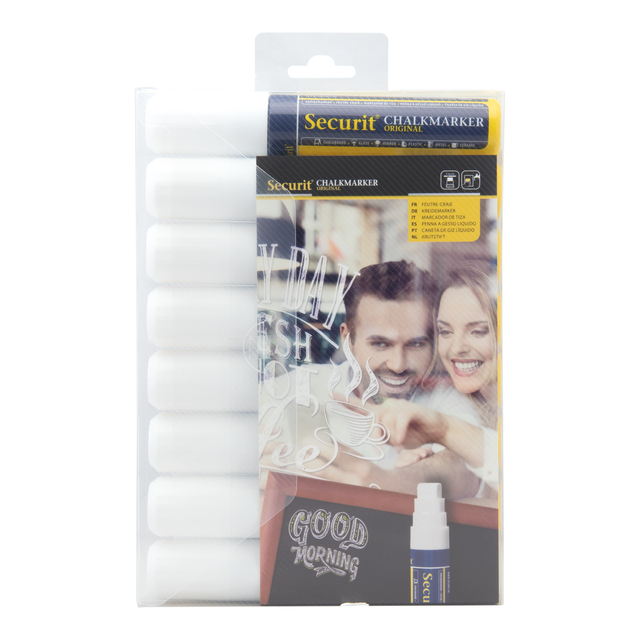 Feutre-craie Securit SMA-720 carré 7-15mm blanc étui 8 pièces