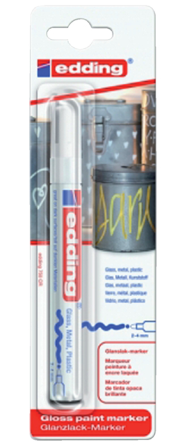 Paintmarker edding 750 op oliebasis 2-4mm wit blister à 1 stuk