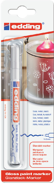 Paintmarker edding 751 op oliebasis 1-2mm wit blister à 1 stuk
