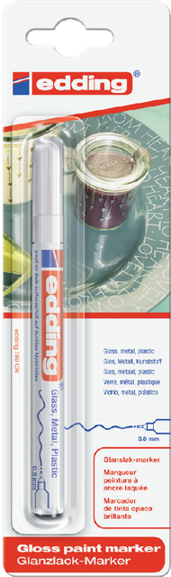 Paintmarker edding 780 op oliebasis 0.8mm wit blister à 1 stuk