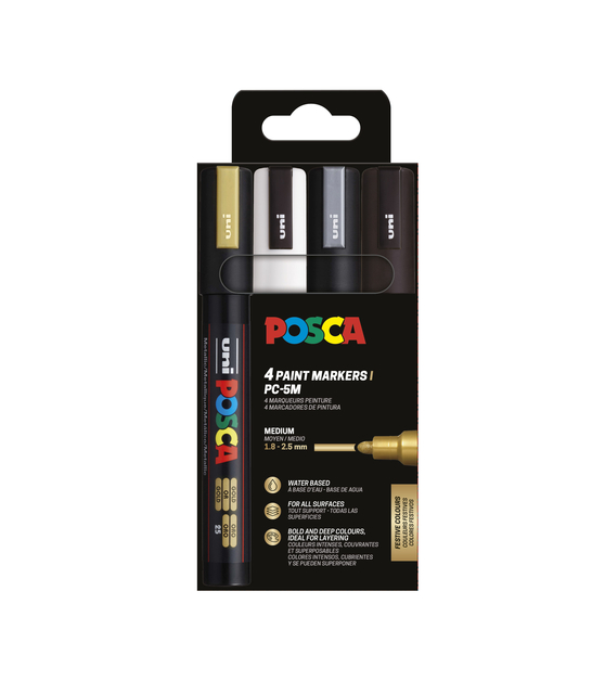 Marqueur peinture Posca PC5M Medium assorti set 4 pièces