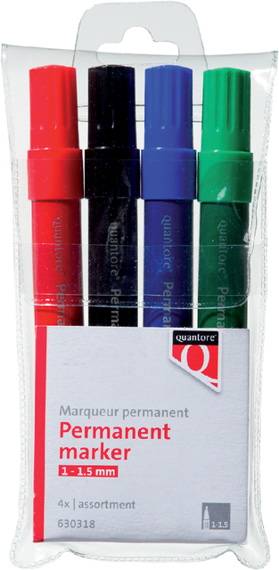 Marqueur Quantore permanent ogive 1-1,5mm assorti 4 pièces