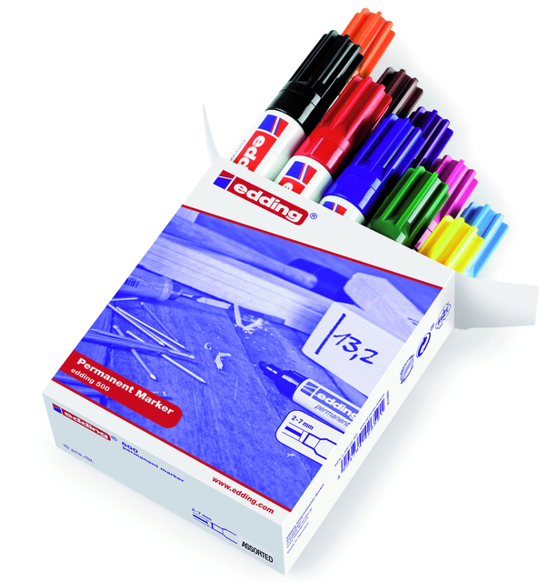 Marqueur edding 500 biseau 2-7mm boîte 10 couleurs