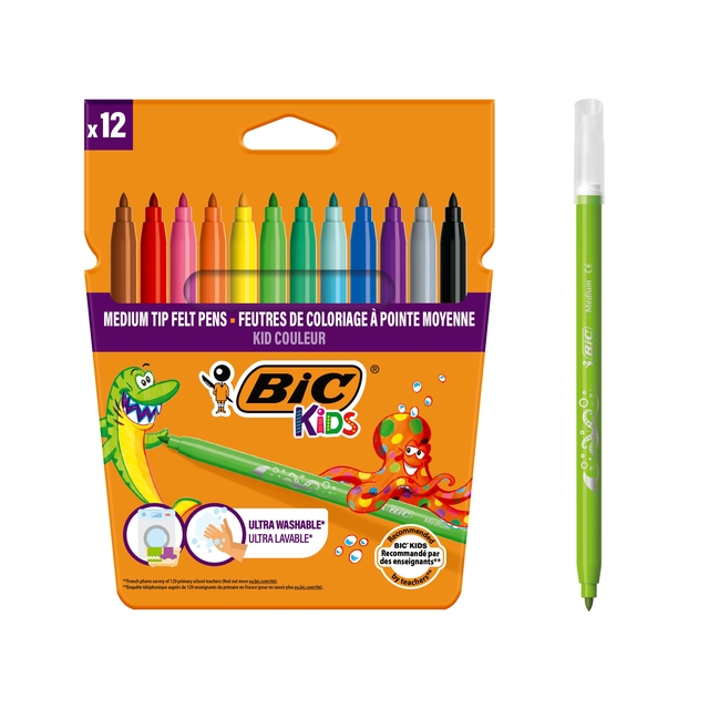 Kleurstiften BicKids kid couleur medium assorti etui à 12 stuks