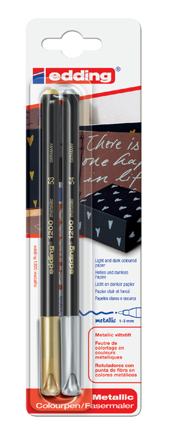 Fineliner edding 1200  053-054 Fin or/argent blister 2 pièces