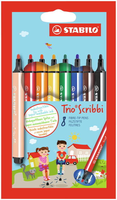 Feutre STABILO Trio Scribbi 368/8 assorti étui 8 pièces