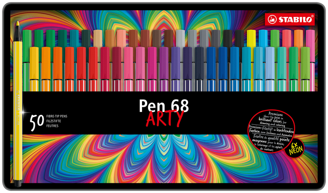 Feutre STABILO Pen 68 Arty Medium boîte 50 couleurs