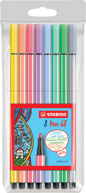 Feutre STABILO Pen 68 Medium pastel 8 pièces assorti