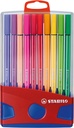Viltstift STABILO Pen 68/20 ColorParade in rood/blauw etui M ass 20st