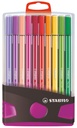 Feutre STABILO Pen 68/20 ColorParade anthracite/rose Medium assorti étui 20 pièces