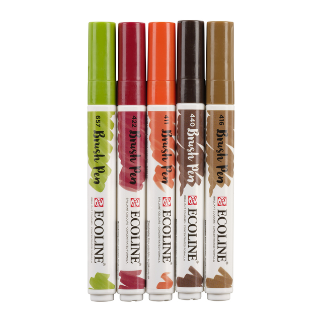 Brushpen Talens Ecoline set à 5 stuks herfst