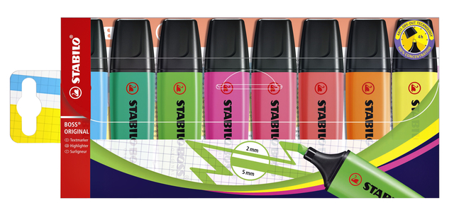 Markeerstift STABILO BOSS Original 70/8 assorti etui à 8 stuks