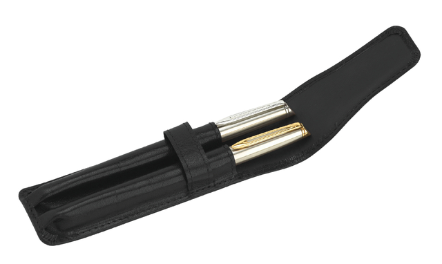 Etui stylos 212 Stylos Cuir grainé 2 cases noir