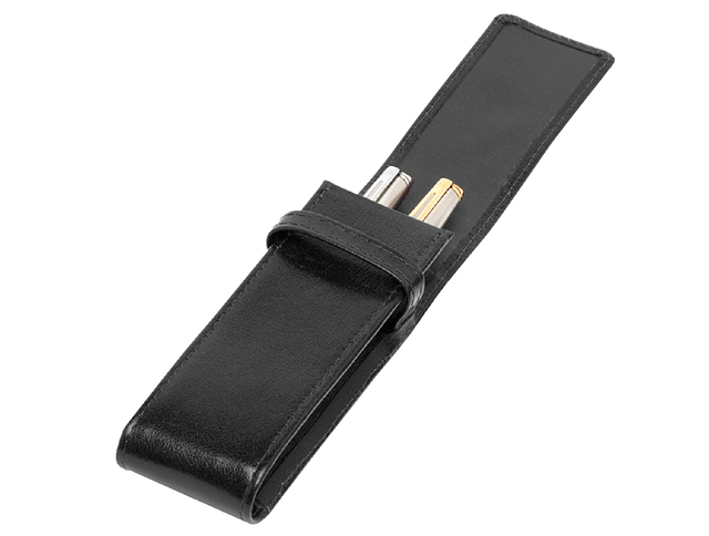 Etui stylos 322 Cuir de Buffle 2 cases Noir