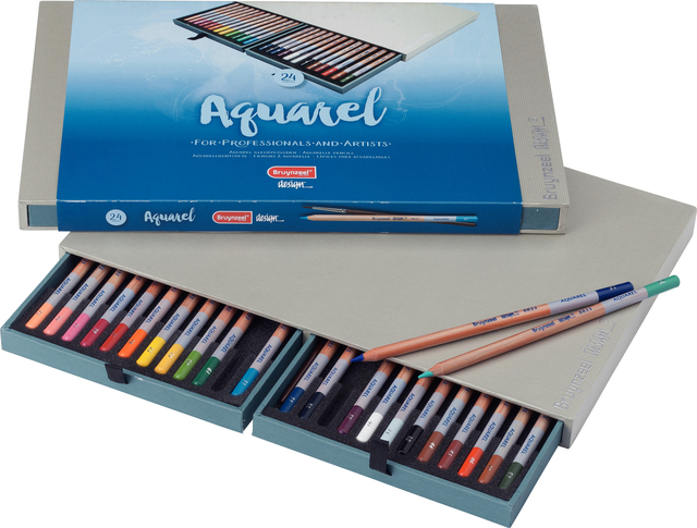 Kleurpotloden Bruynzeel Design met luxe bewaardoos aquarel ass 24st