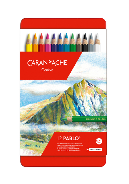 Crayon de couleur Caran d’Ache Pablo boîte 12 pièces assorti