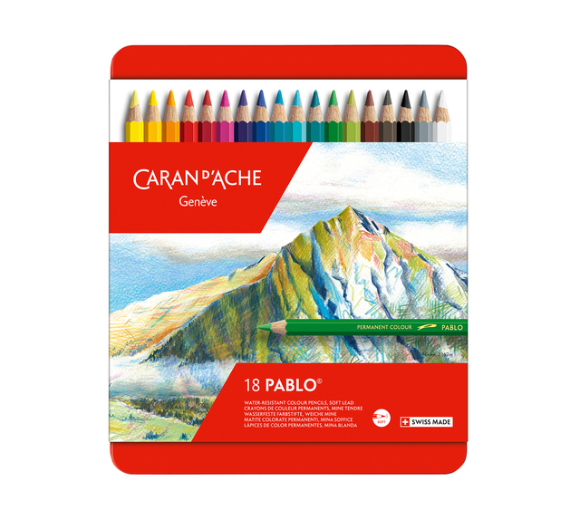 Crayon de couleur Caran d’Ache Pablo boîte 18 pièces assorti