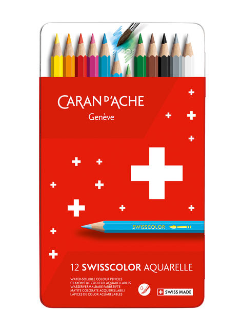 Kleurpotloden Caran d'Ache Swisscolor aquarel 12 stuks assorti