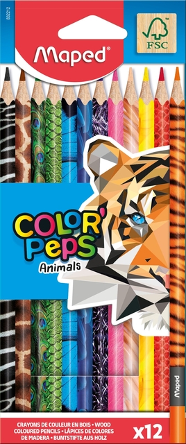 Kleurpotlood Maped Color'Peps Animals set à 12 kleuren