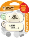 Gomme crayon BIC galet PVC tendre blanc 3 pièces