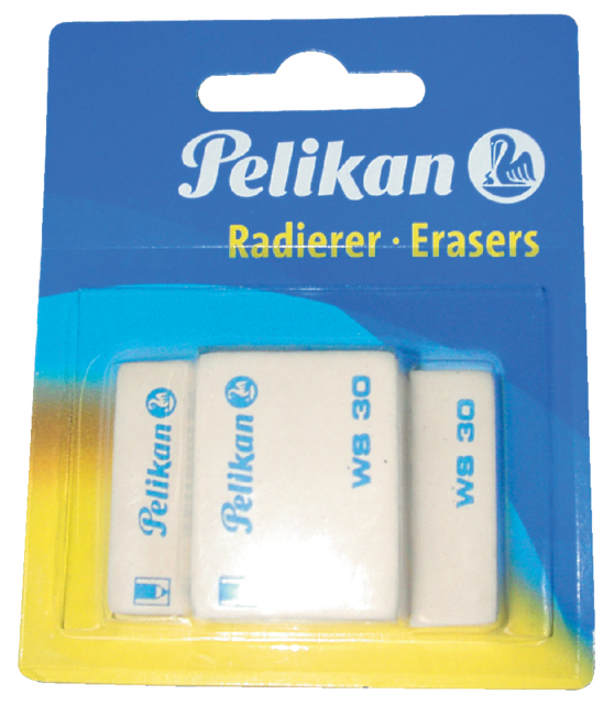 Gum Pelikan WS30 37x30x9mm potlood zacht blister à 3 stuks wit