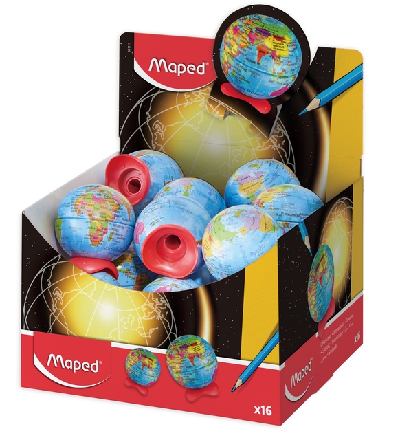 Taille-crayon Maped Globe 1 trou présentoir 16 pièces assorti