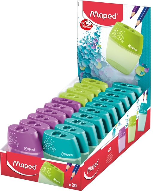 Puntenslijper Maped Shaker 2-gaats display à 20 stuks assorti