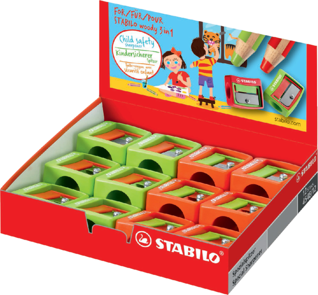 Taille-crayon STABILO Woody 4548/12 assorti