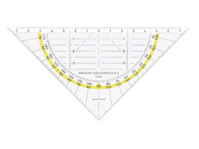 Equerre  géométrique 1552 160mm tranparent avec bande jaune