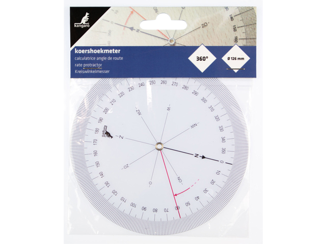 Instrument calcul angle de route Kangaro plastique 126mm transparent