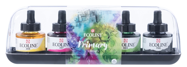 Encre Talens Ecoline avec  pipette set 5 couleurs primaires assorties