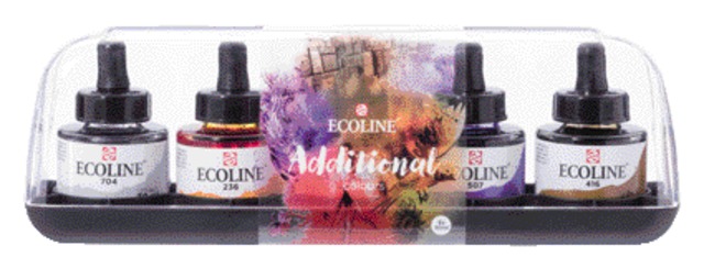 Encre Talens Ecoline avec pipette set additionel 5 couleurs assorties