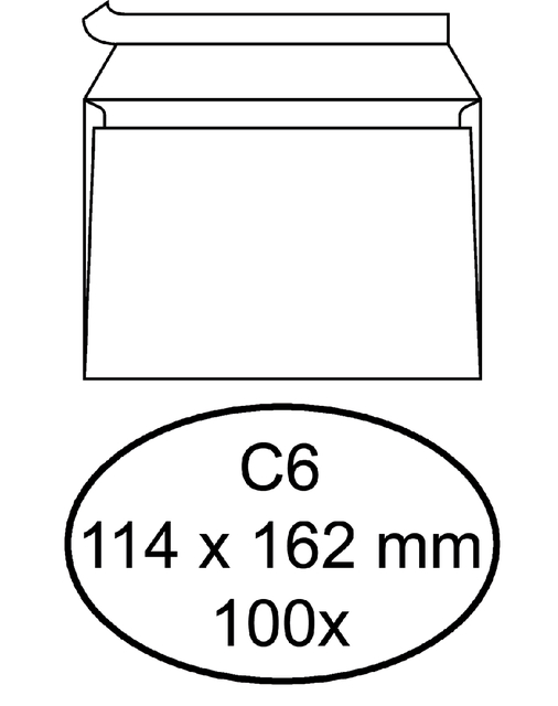 Enveloppe Quantore C6 114x162mm autocollante blanc 100 pièces