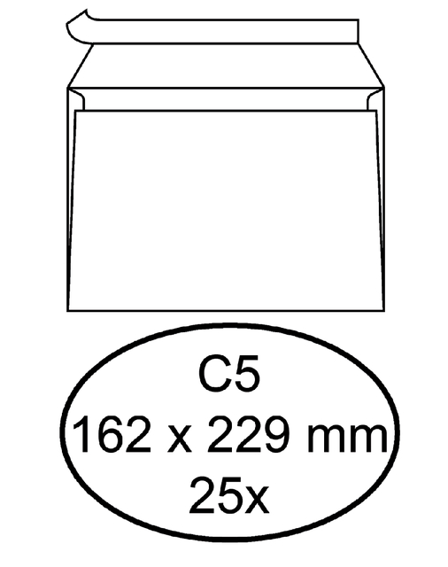 Enveloppe Quantore C5 162x229mm autocollante blanc 25 pièces