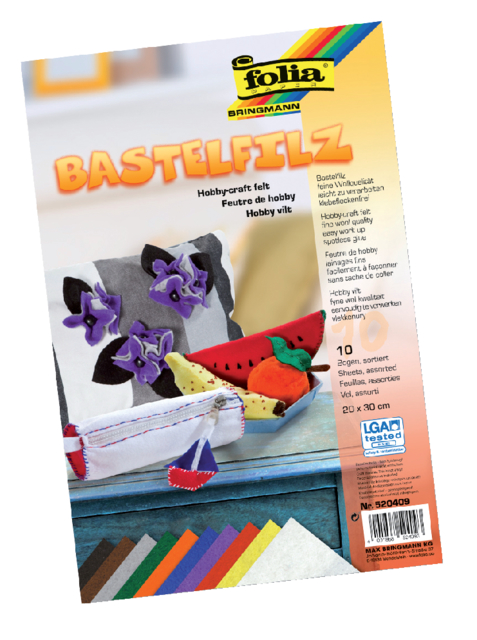 Feutrine Folia 20x30cm 150g couleurs assorties 10 feuilles