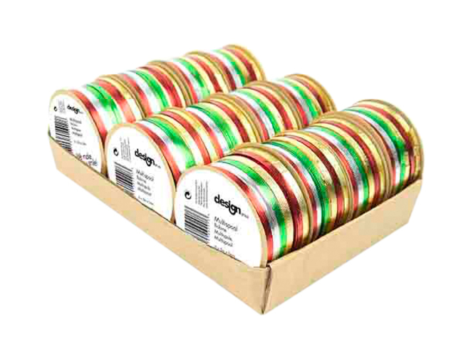 Ruban décoratif Hookmark 6x 5m boîte 12 rouleaux pailleté/perlé