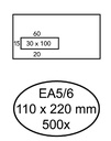 Enveloppe Quantore 110x220mm fenêtre gauche 3x10cm gommée 500 pièces