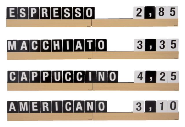 Letterplank Securit teak 1 meter inclsusief set letters,cijfers en symbolen