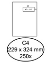 Enveloppe Quantore C4 229x324mm fenêtre droite 4x11cm autocollante 250 pièces