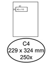 Envelop Hermes akte C4 229x324mm venster 4x11links 250 stuks