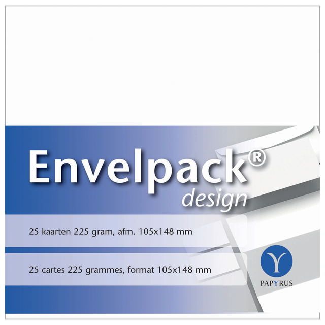 Carte simple Papyrus Envelpack Design A6 105x148mm blanc 894426 25 pièces
