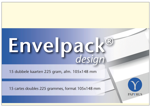 Carte double Papyrus Envelpack Design A6 105x148mm ivoire 894450 15 pièces
