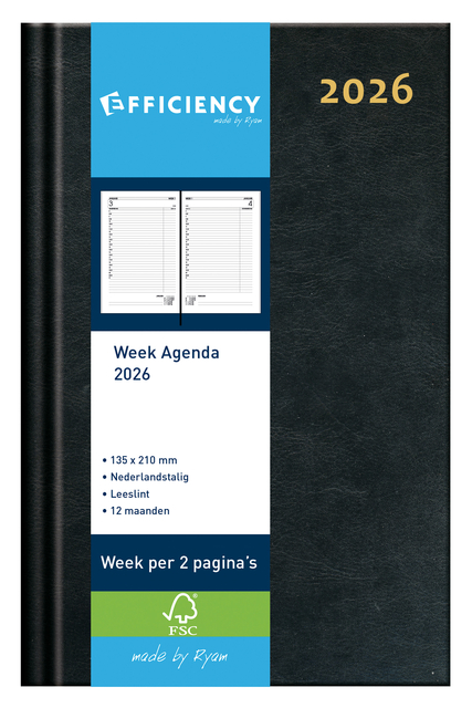 Agenda 2027 Ryam Efficiency Baladek 7 jours/2 pages noir