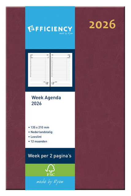 Agenda 2026 Ryam Efficiency Baladek 7 jours/2 pages bordeaux