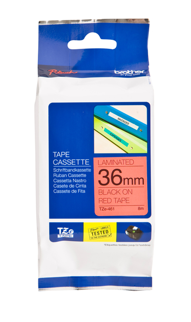 Labeltape Brother P-touch TZe-461 standaard 36mm zwart op rood